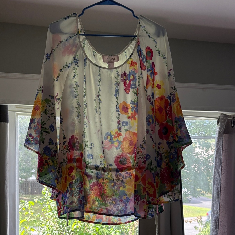 Cato Multicolor Floral Sheer Blouse